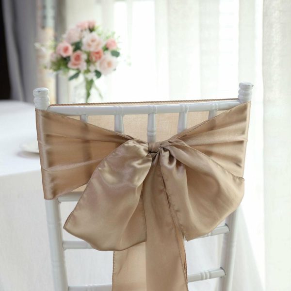 Satin Sashes |  5 Pack Nude Satin Chair Sashes 6″x106″