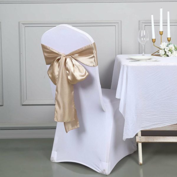 Satin Sashes |  5 Pack Nude Satin Chair Sashes 6″x106″