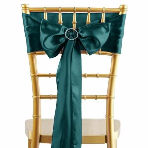 Satin Sashes |  5 Pack Peacock Teal Satin Chair Sashes – 6″x106″