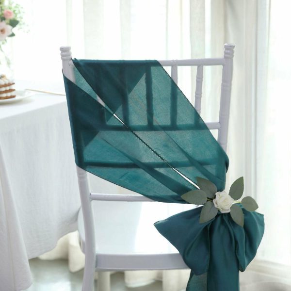 Satin Sashes |  5 Pack Peacock Teal Satin Chair Sashes – 6″x106″