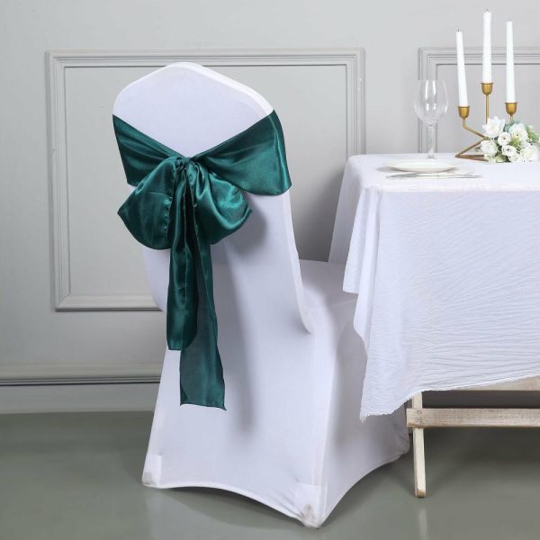 Satin Sashes |  5 Pack Peacock Teal Satin Chair Sashes – 6″x106″