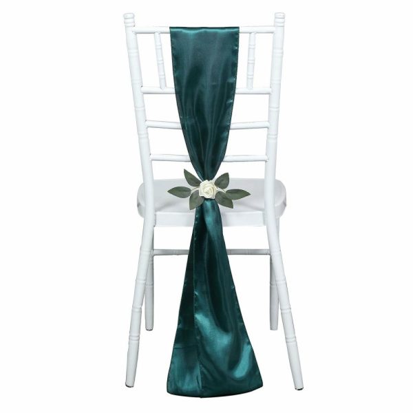 Satin Sashes |  5 Pack Peacock Teal Satin Chair Sashes – 6″x106″