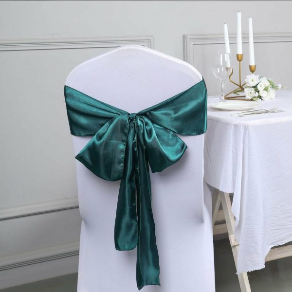 Satin Sashes |  5 Pack Peacock Teal Satin Chair Sashes – 6″x106″