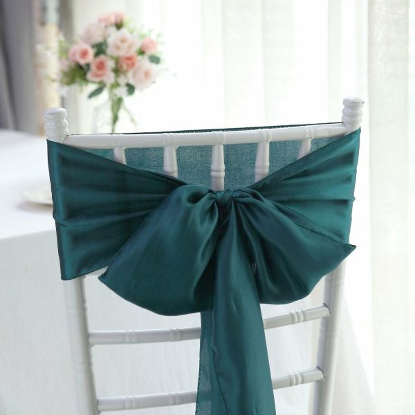 Satin Sashes |  5 Pack Peacock Teal Satin Chair Sashes – 6″x106″