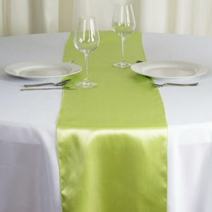 Satin & Taffeta Runners |  12″x108″ Apple Green Satin Table Runner