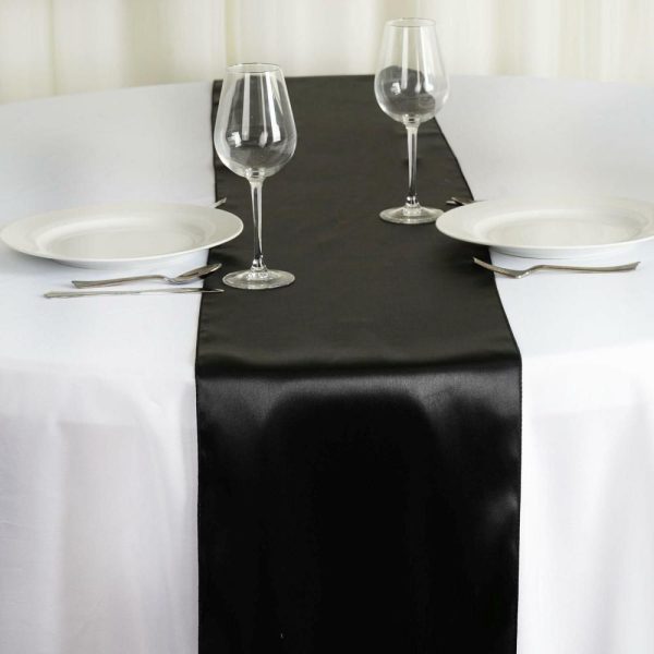 Satin & Taffeta Runners |  12″x108″ Black Satin Table Runner