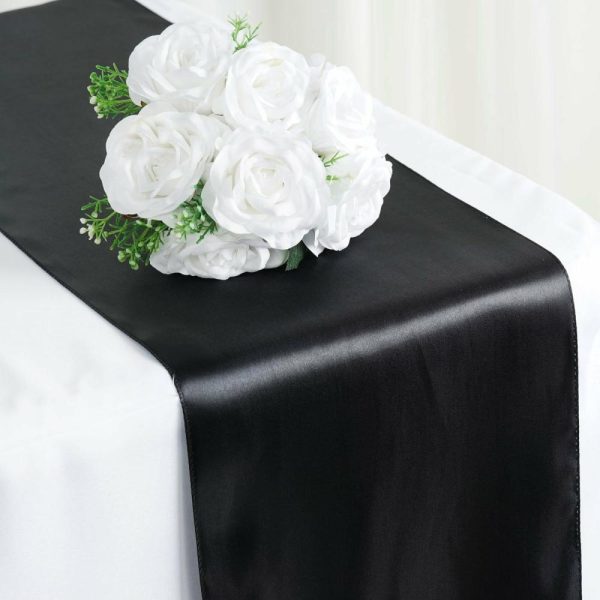 Satin & Taffeta Runners |  12″x108″ Black Satin Table Runner