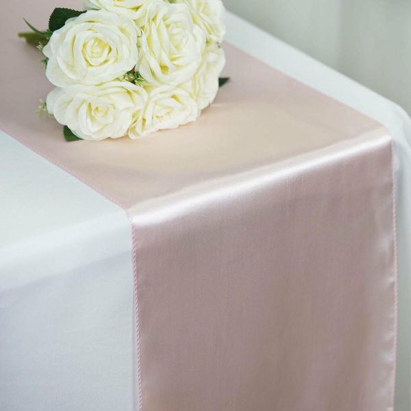 Satin & Taffeta Runners |  12″x108″ Blush Satin Table Runner