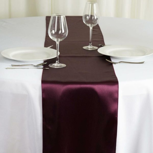 Satin & Taffeta Runners |  12″x108″ Eggplant Satin Table Runner