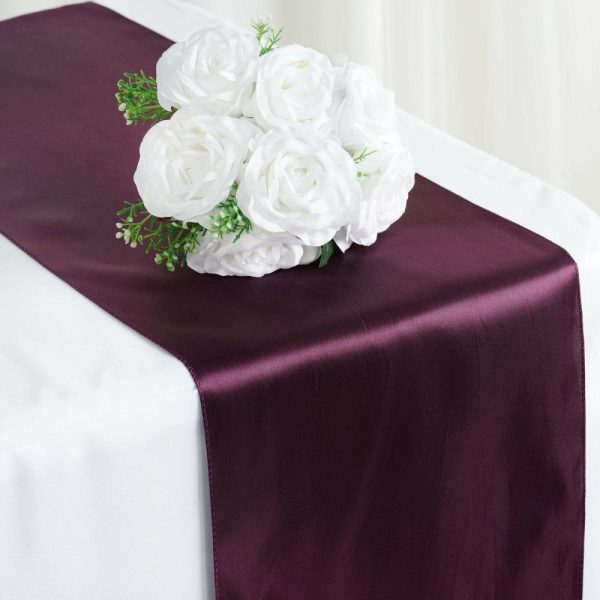 Satin & Taffeta Runners |  12″x108″ Eggplant Satin Table Runner