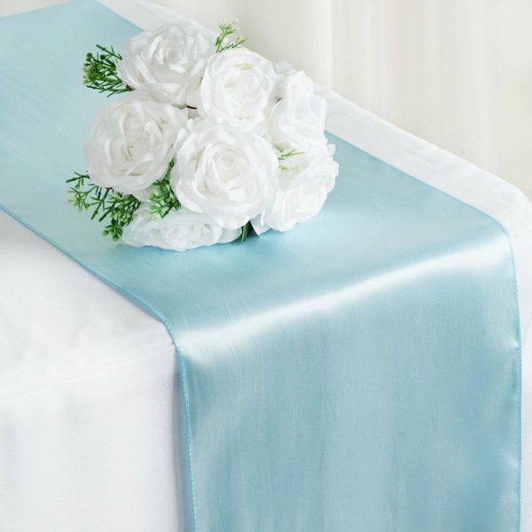 Satin & Taffeta Runners |  12″x108″ Light Blue Satin Table Runner