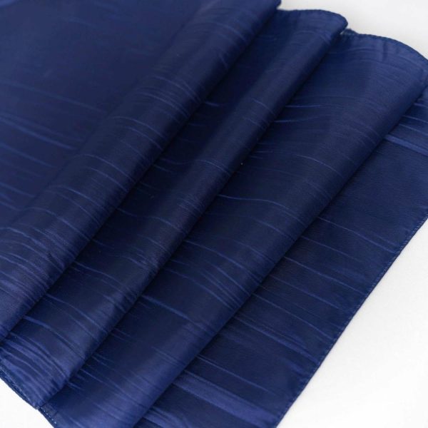 Satin & Taffeta Runners |  12″x108″ Navy Blue Accordion Crinkle Taffeta Table Runner, Elegant Linen Runner