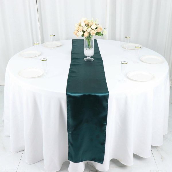 Satin & Taffeta Runners |  12″x108″ Peacock Teal Seamless Satin Table Runner