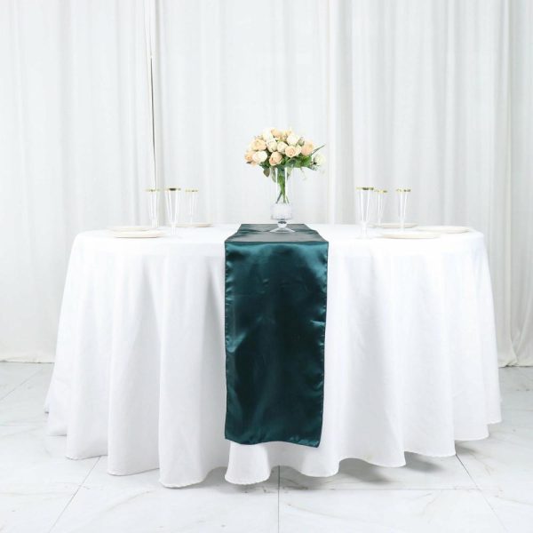 Satin & Taffeta Runners |  12″x108″ Peacock Teal Seamless Satin Table Runner