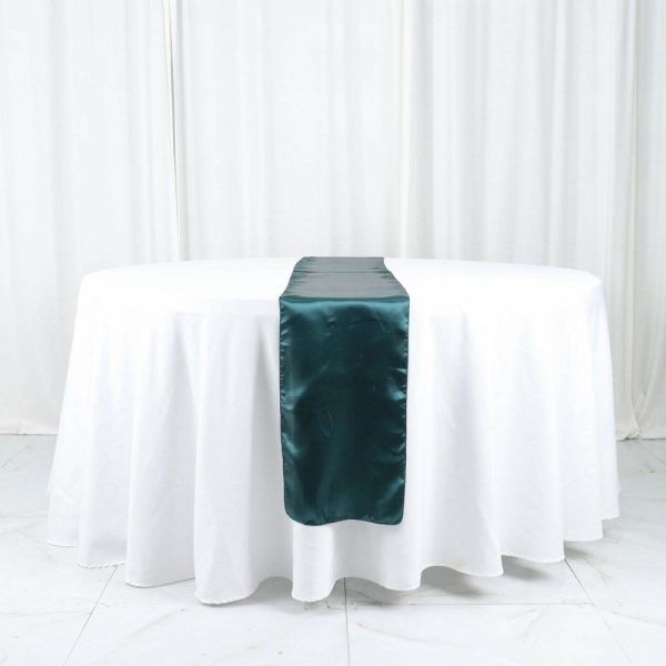 Satin & Taffeta Runners |  12″x108″ Peacock Teal Seamless Satin Table Runner