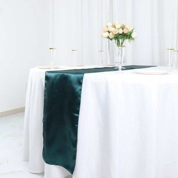 Satin & Taffeta Runners |  12″x108″ Peacock Teal Seamless Satin Table Runner