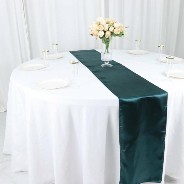 Satin & Taffeta Runners |  12″x108″ Peacock Teal Seamless Satin Table Runner