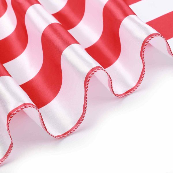 Satin & Taffeta Runners |  12″x108″ Red White Stripes Satin Table Runner