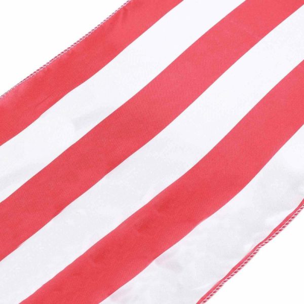 Satin & Taffeta Runners |  12″x108″ Red White Stripes Satin Table Runner