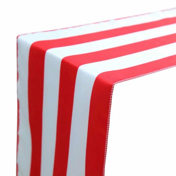 Satin & Taffeta Runners |  12″x108″ Red White Stripes Satin Table Runner