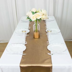 Satin & Taffeta Runners |  12″x108″ Taupe Seamless Satin Table Runner