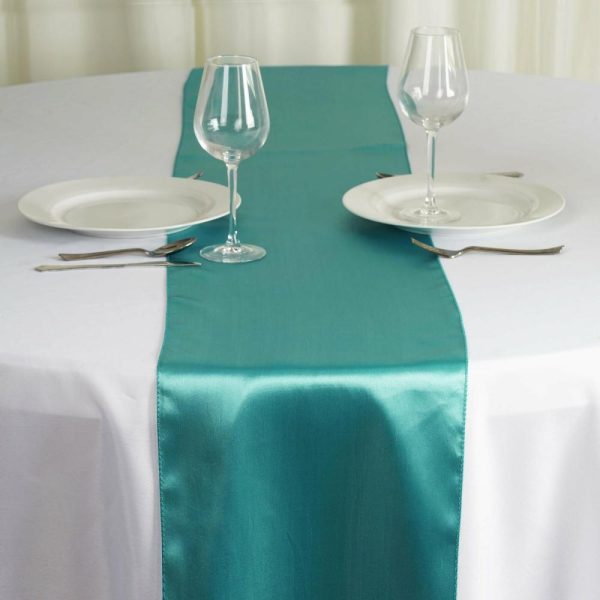 Satin & Taffeta Runners |  12″x108″ Turquoise Satin Table Runner