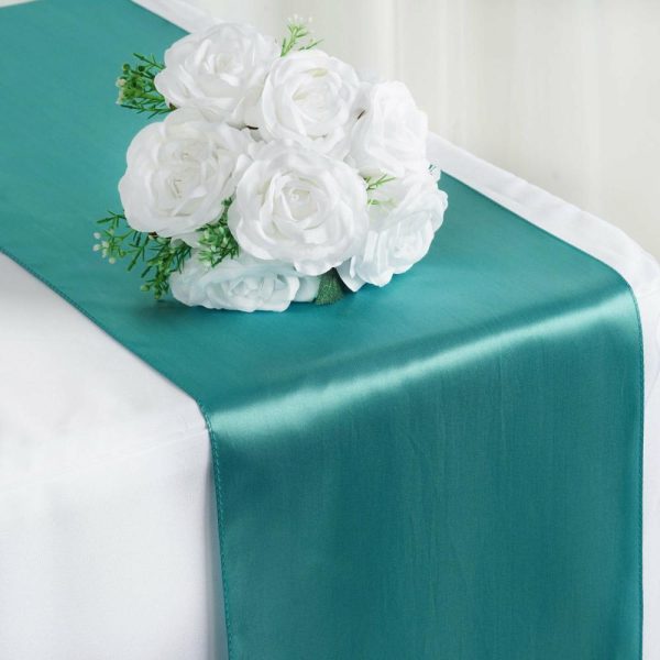 Satin & Taffeta Runners |  12″x108″ Turquoise Satin Table Runner