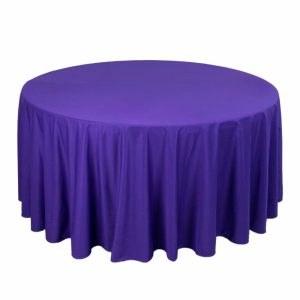 Scuba |  120″ Purple Premium Scuba Wrinkle Free Round Tablecloth, Seamless Scuba Polyester Tablecloth for 5 Foot Table With Floor-Length Drop