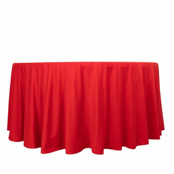 Scuba |  120″ Red Premium Scuba Wrinkle Free Round Tablecloth, Seamless Scuba Polyester Tablecloth for 5 Foot Table With Floor-Length Drop