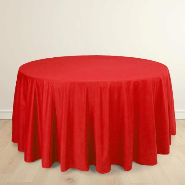 Scuba |  120″ Red Premium Scuba Wrinkle Free Round Tablecloth, Seamless Scuba Polyester Tablecloth for 5 Foot Table With Floor-Length Drop