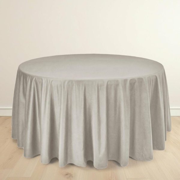 Scuba |  120″ Shimmer Silver Premium Scuba Round Tablecloth, Wrinkle Free Seamless Polyester Tablecloth for 5 Foot Table With Floor-Length Drop