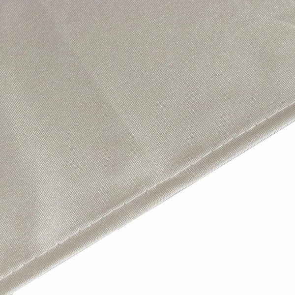 Scuba |  120″ Shimmer Silver Premium Scuba Round Tablecloth, Wrinkle Free Seamless Polyester Tablecloth for 5 Foot Table With Floor-Length Drop