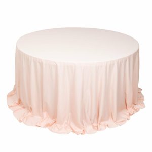 Scuba |  132″ Blush Premium Scuba Wrinkle Free Round Tablecloth, Seamless Scuba Polyester Tablecloth for 6 Foot Table With Floor-Length Drop