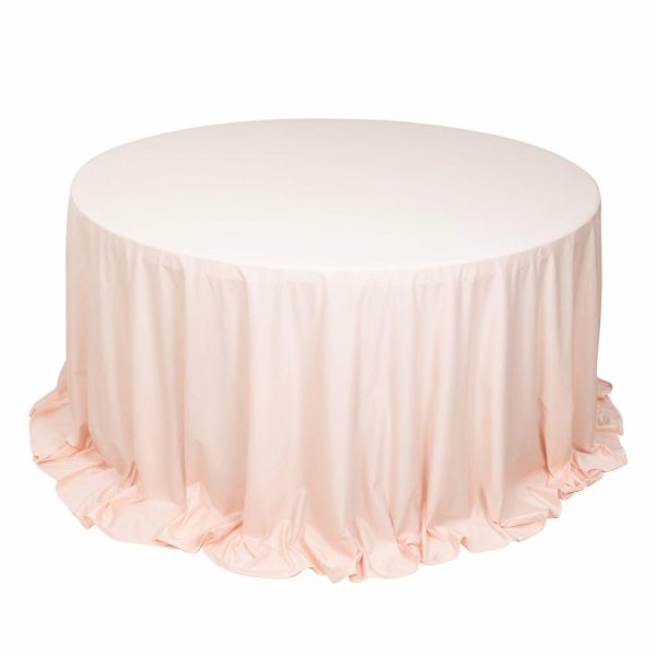 Scuba |  132″ Blush Premium Scuba Wrinkle Free Round Tablecloth, Seamless Scuba Polyester Tablecloth for 6 Foot Table With Floor-Length Drop