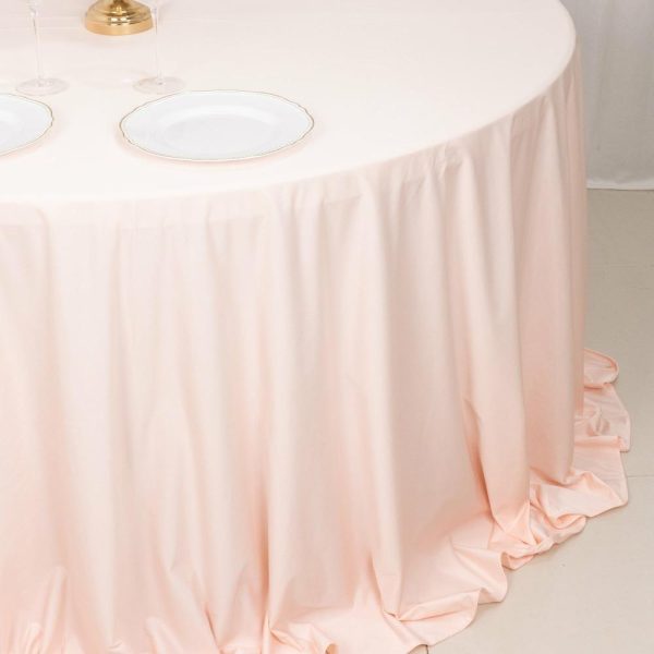 Scuba |  132″ Blush Premium Scuba Wrinkle Free Round Tablecloth, Seamless Scuba Polyester Tablecloth for 6 Foot Table With Floor-Length Drop