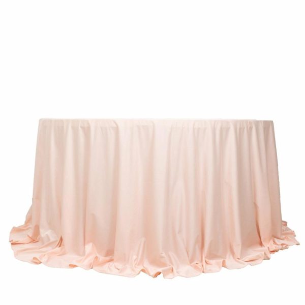 Scuba |  132″ Blush Premium Scuba Wrinkle Free Round Tablecloth, Seamless Scuba Polyester Tablecloth for 6 Foot Table With Floor-Length Drop