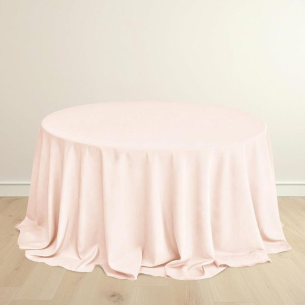 Scuba |  132″ Blush Premium Scuba Wrinkle Free Round Tablecloth, Seamless Scuba Polyester Tablecloth for 6 Foot Table With Floor-Length Drop