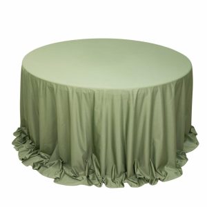 Scuba |  132″ Dusty Sage Green Premium Scuba Wrinkle Free Round Tablecloth, Seamless Scuba Polyester Tablecloth for 6 Foot Table With Floor-Length Drop