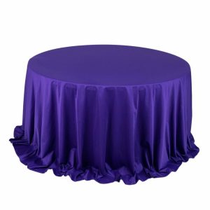 Scuba |  132″ Purple Premium Scuba Wrinkle Free Round Tablecloth, Seamless Scuba Polyester Tablecloth for 6 Foot Table With Floor-Length Drop