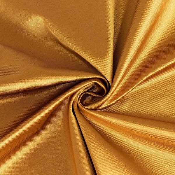 Scuba |  132″ Shimmer Gold Premium Scuba Round Tablecloth, Wrinkle Free Seamless Polyester Tablecloth for 6 Foot Table With Floor-Length Drop