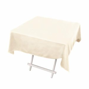 Scuba |  54″ Beige Premium Scuba Wrinkle Free Square Tablecloth, Seamless Scuba Polyester Tablecloth