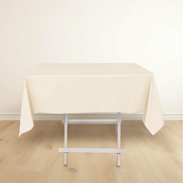 Scuba |  54″ Beige Premium Scuba Wrinkle Free Square Tablecloth, Seamless Scuba Polyester Tablecloth