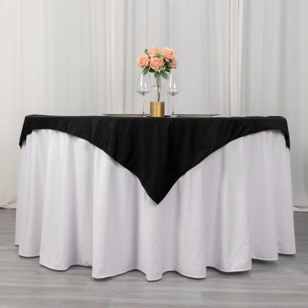 Scuba |  54″ Black Premium Scuba Wrinkle Free Square Table Overlay, Seamless Scuba Polyester Table Topper