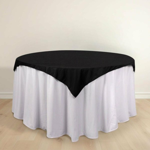 Scuba |  54″ Black Premium Scuba Wrinkle Free Square Table Overlay, Seamless Scuba Polyester Table Topper