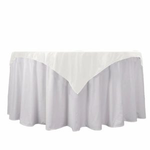 Scuba |  54″ Ivory Premium Scuba Wrinkle Free Square Table Overlay, Seamless Scuba Polyester Table Topper