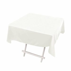 Scuba |  54″ Ivory Premium Scuba Wrinkle Free Square Tablecloth, Seamless Scuba Polyester Tablecloth