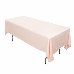 Scuba |  60″x102″ Blush Premium Scuba Wrinkle Free Rectangular Tablecloth, Seamless Scuba Polyester Tablecloth