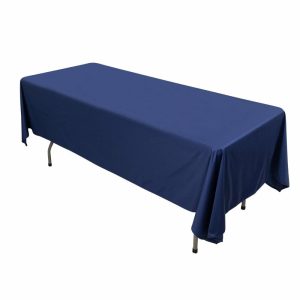 Scuba |  60″x102″ Navy Blue Premium Scuba Wrinkle Free Rectangular Tablecloth, Seamless Scuba Polyester Tablecloth