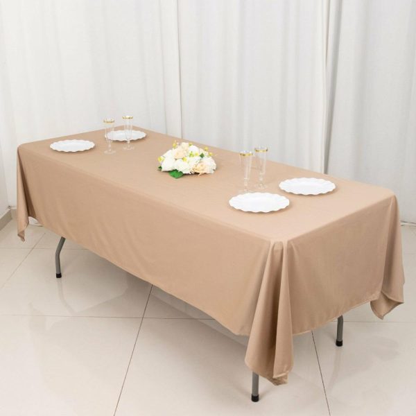 Scuba |  60″x102″ Nude Premium Scuba Wrinkle Free Rectangular Tablecloth, Seamless Scuba Polyester Tablecloth