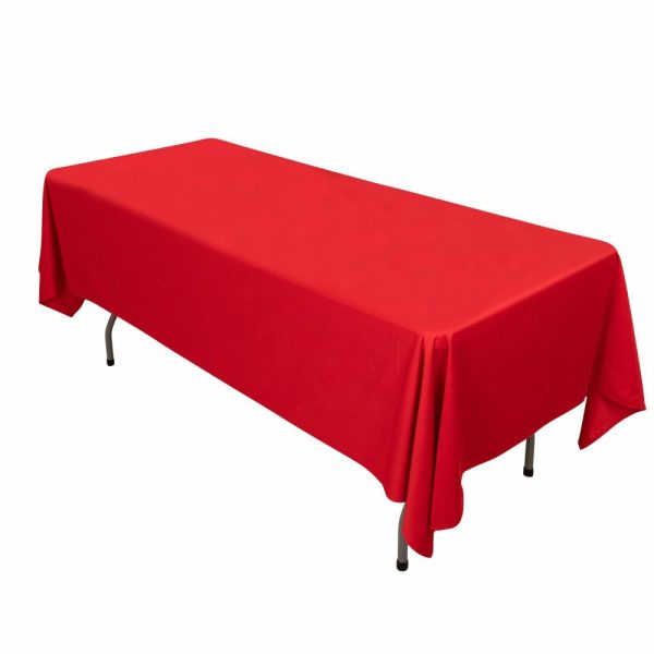 Scuba |  60″x102″ Red Premium Scuba Wrinkle Free Rectangular Tablecloth, Seamless Scuba Polyester Tablecloth